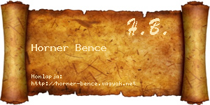 Horner Bence névjegykártya